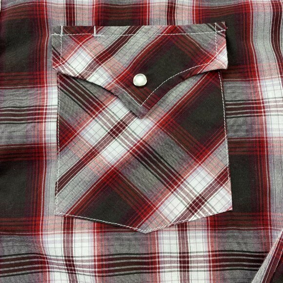 Ely Cattleman Western Shirt Men Medium M Red White Plaid Button Up Cowboy Ranch - Picture 3 of 10
